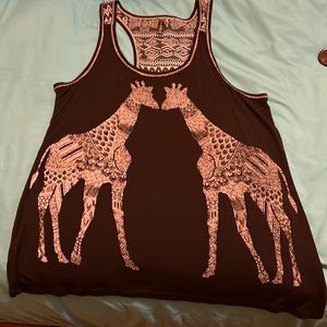 Full Tilt Kissing Giraffe tank top